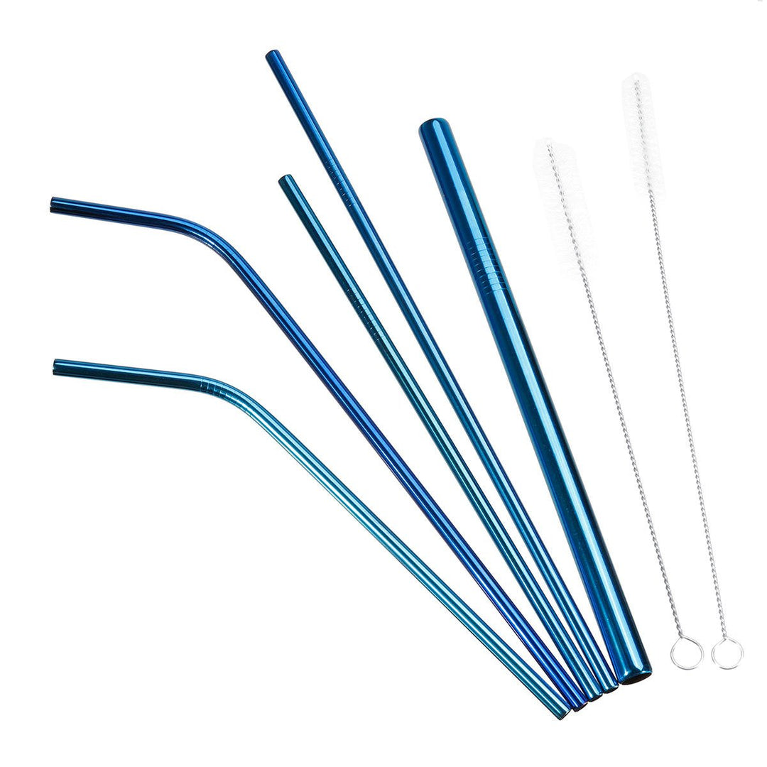 304 Stainless Steel Portable Metal Straws Reusable Metal Drinking Straws With Cleaning Brushes Pounch Image 9