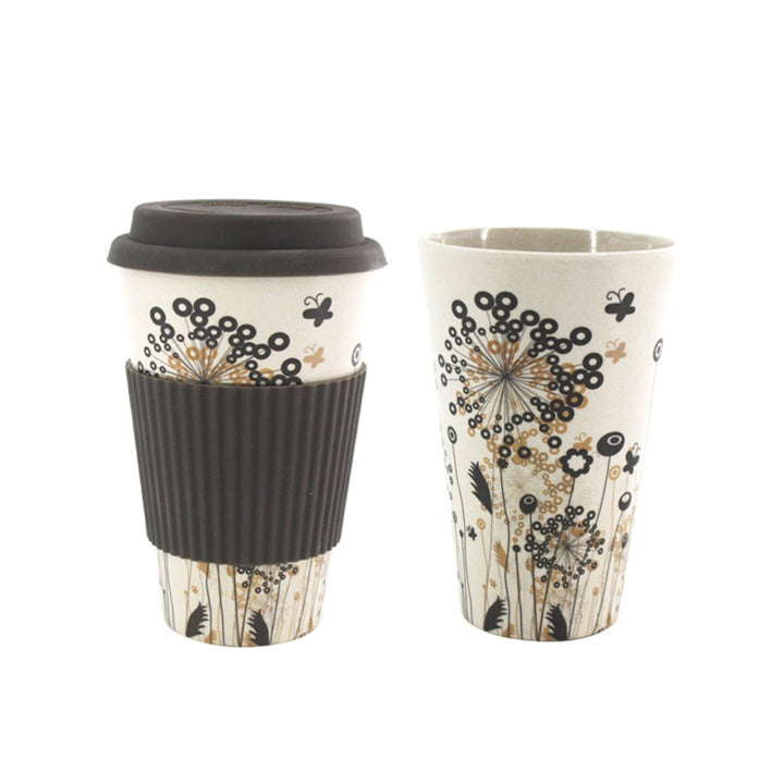 300-450ML Portable Travel Reusable Bamboo Fiber Coffee Cup Eco-Friendly Water Drinking Mug Image 1