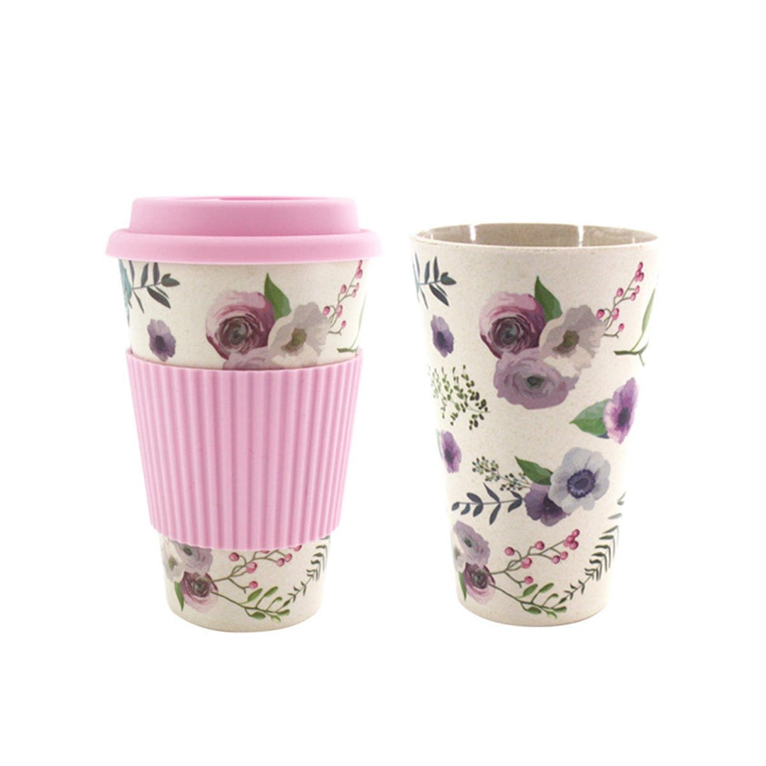 300-450ML Portable Travel Reusable Bamboo Fiber Coffee Cup Eco-Friendly Water Drinking Mug Image 4