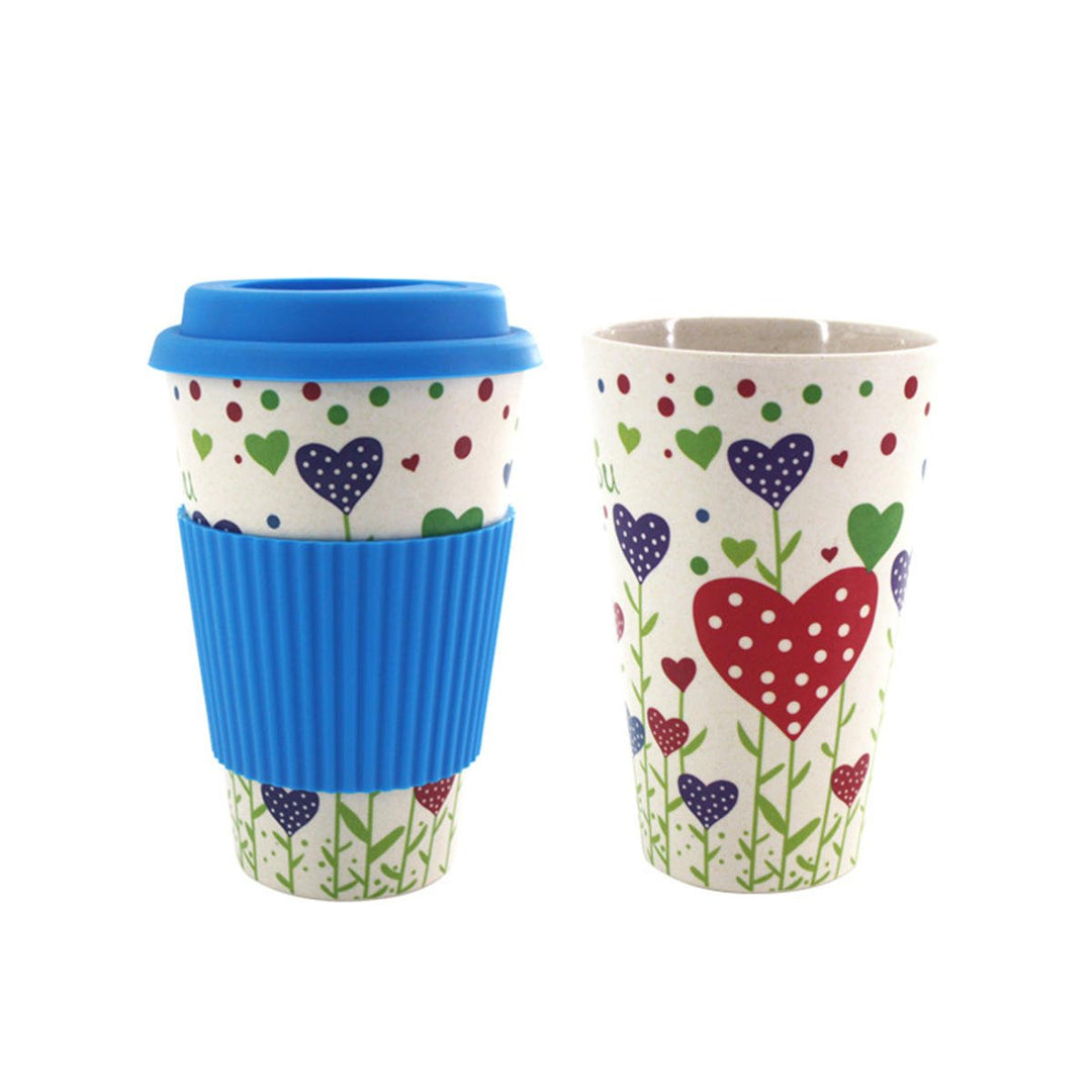 300-450ML Portable Travel Reusable Bamboo Fiber Coffee Cup Eco-Friendly Water Drinking Mug Image 1