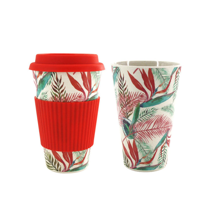 300-450ML Portable Travel Reusable Bamboo Fiber Coffee Cup Eco-Friendly Water Drinking Mug Image 1