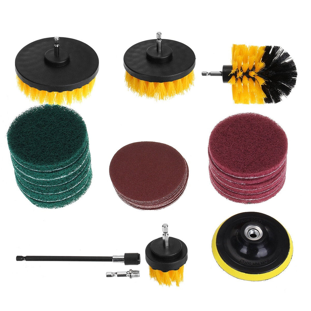 34pcs Cleaning Drill Brush Tub Clean Electric Grout Power Scrubber Cleaning Combo Tool Kit Image 1