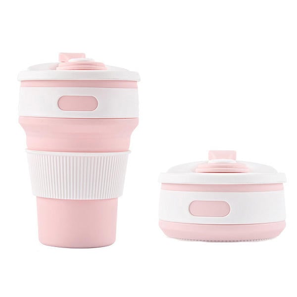 350ml Silicone Folding Cup Portable Water Coffee Mug Drinkware With Lid Camping Travel Image 1