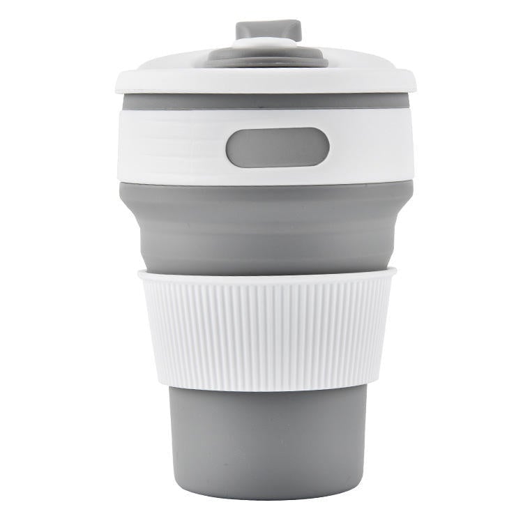 350ml Silicone Folding Cup Portable Water Coffee Mug Drinkware With Lid Camping Travel Image 1