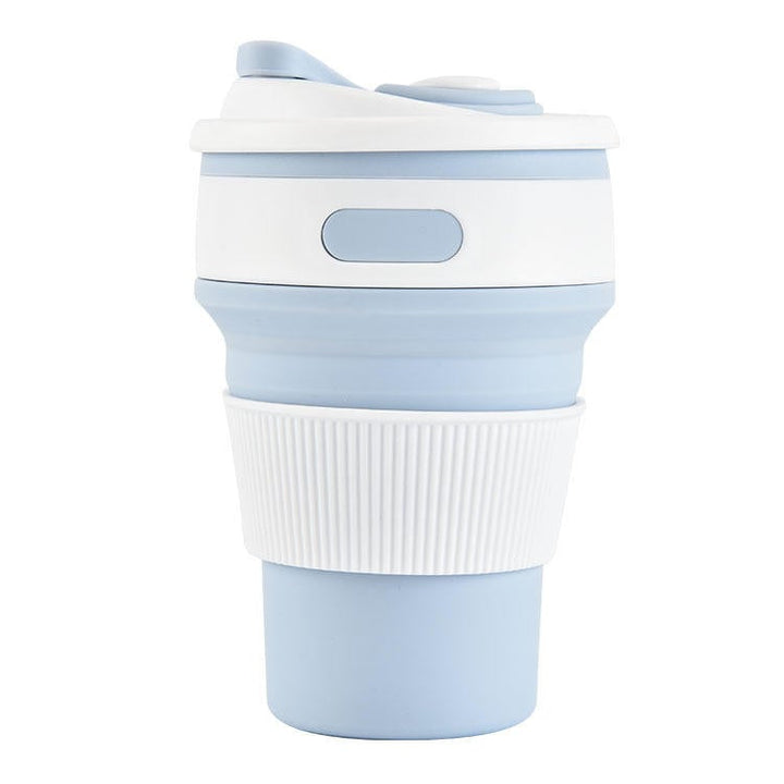 350ml Silicone Folding Cup Portable Water Coffee Mug Drinkware With Lid Camping Travel Image 1