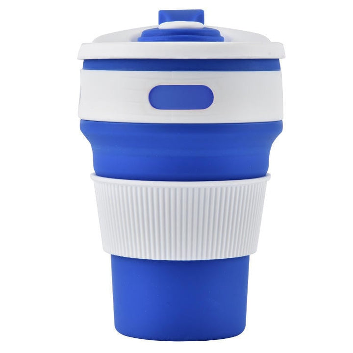 350ml Silicone Folding Cup Portable Water Coffee Mug Drinkware With Lid Camping Travel Image 6