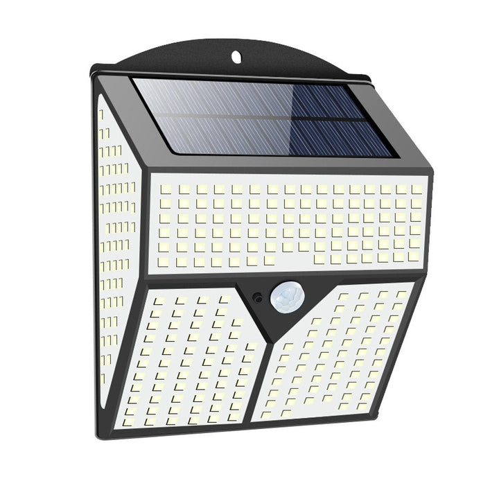 318/436LED Solar Wall Light Human Body Induction + Light Control IP65 Yard Garden Image 1