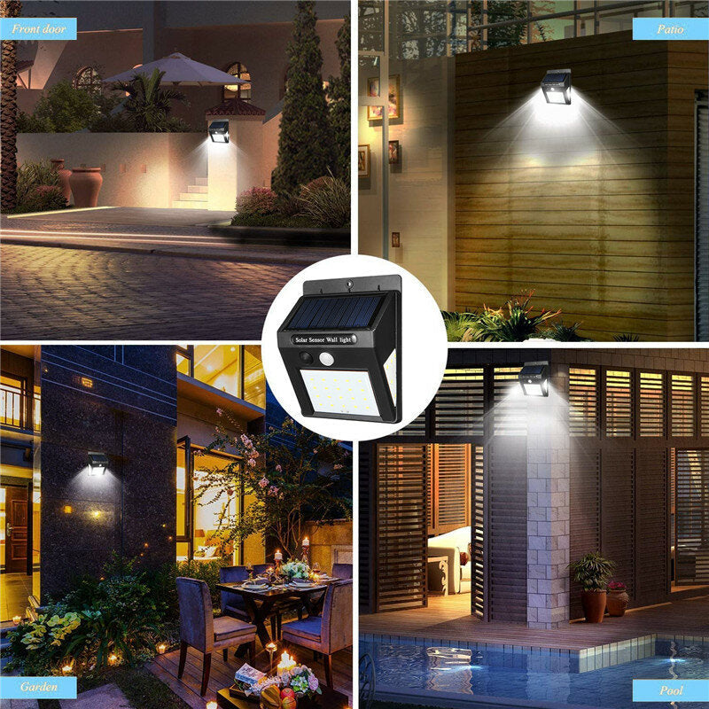 30LED Solar Light PIR Motion Sensor Wall Lamp Security Garden Outdoor 3-Side Lighting Image 6