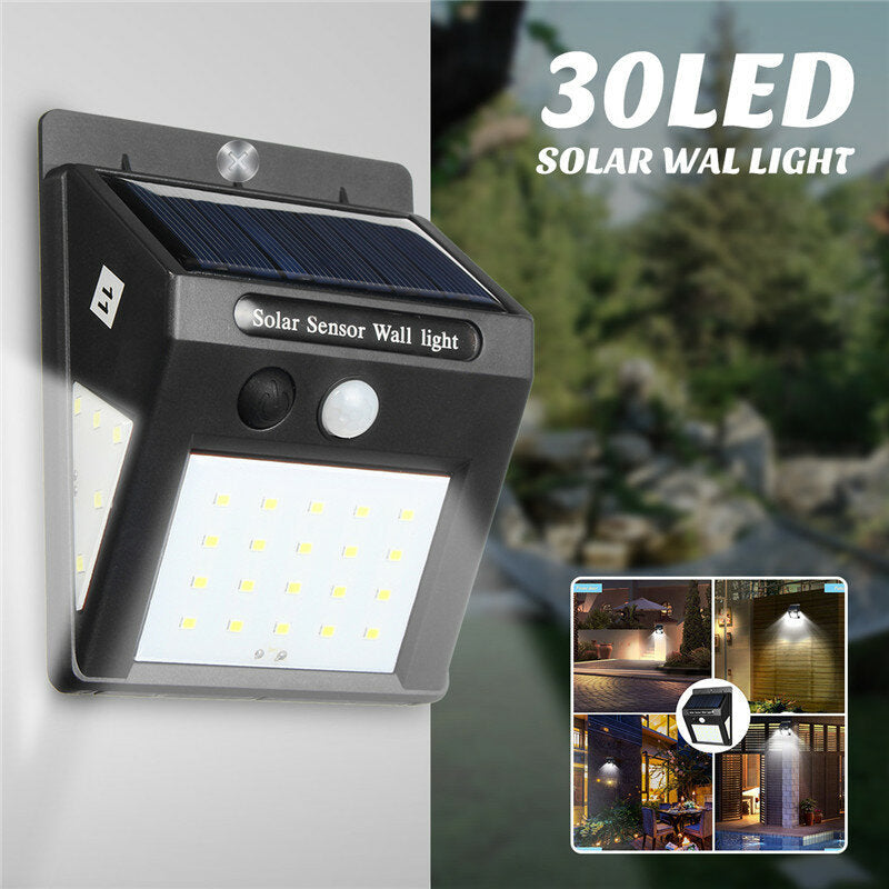 30LED Solar Light PIR Motion Sensor Wall Lamp Security Garden Outdoor 3-Side Lighting Image 10