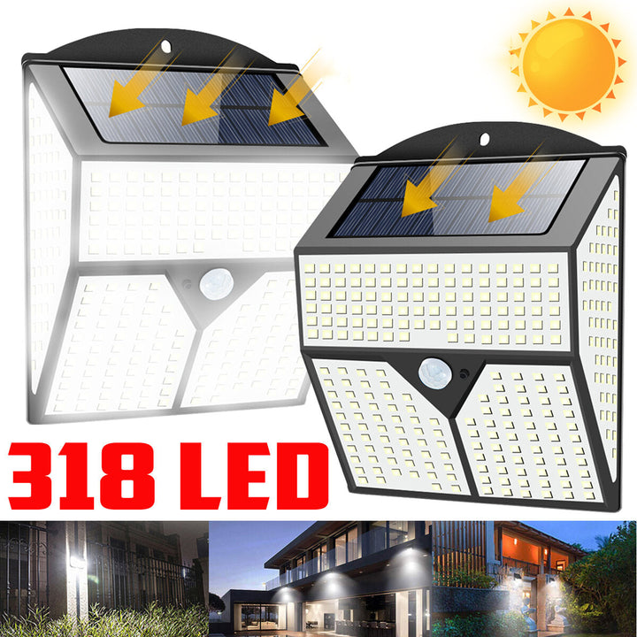 318LED Solar Light Infrared Motion Sensor Garden Security Wall Lamp for Outdoor Yard Patio Image 6