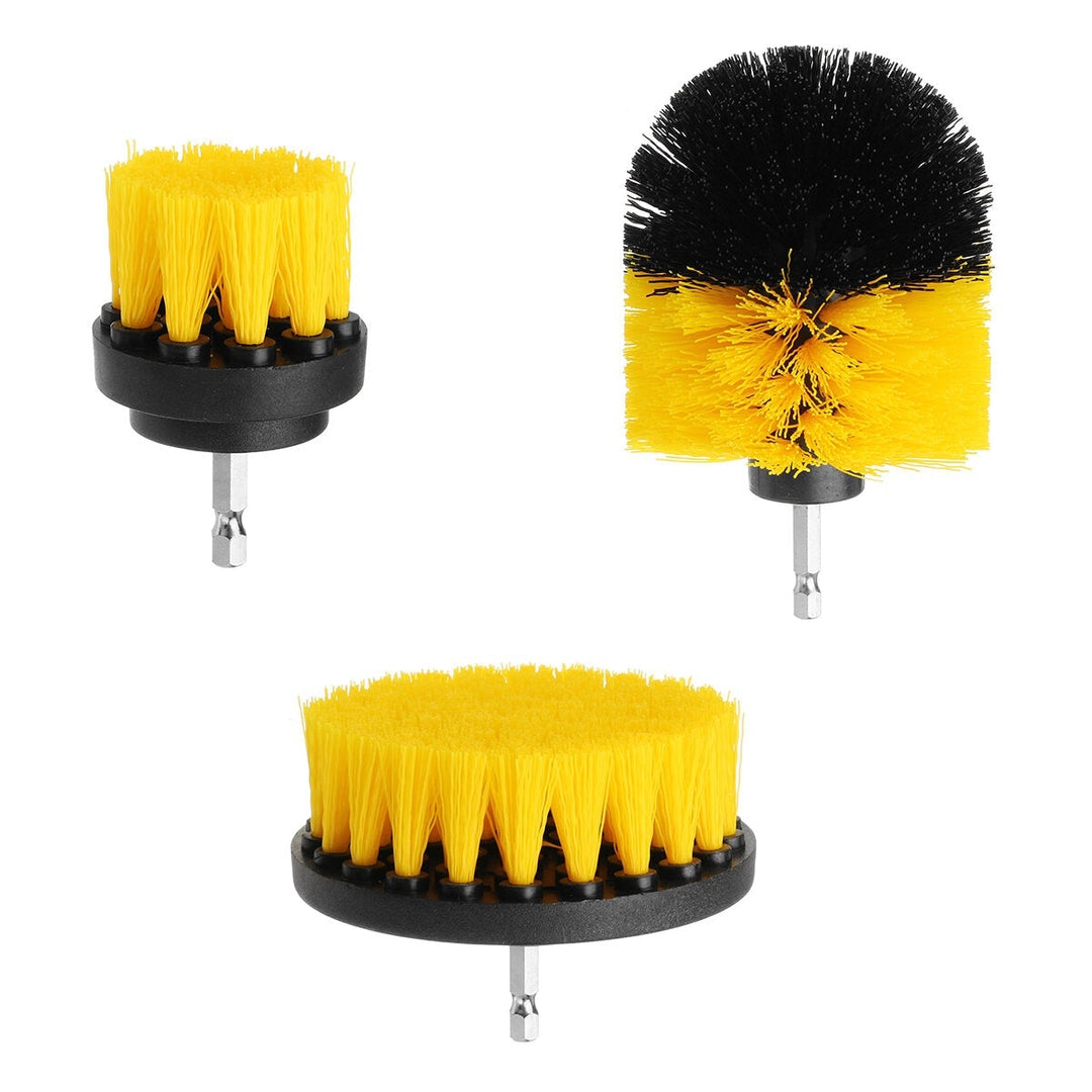 3Pcs 2/3.5/4 Inch Yellow Electric Drill Brush Tile Grout Power Scrubber Tub Cleaning Brush Image 1