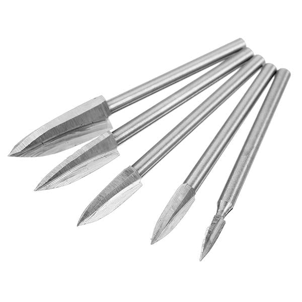 3mm Shank 5Pcs 3-8mm Milling Cutter White Steel Three Blades Wood Carving Knives Image 2