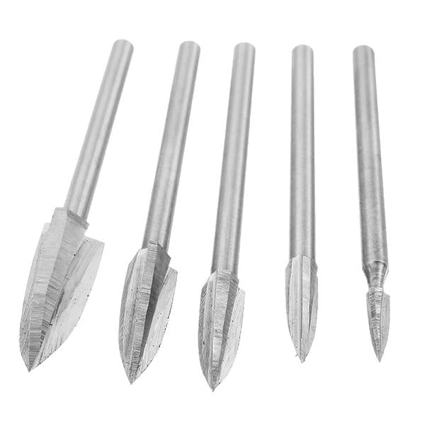 3mm Shank 5Pcs 3-8mm Milling Cutter White Steel Three Blades Wood Carving Knives Image 3