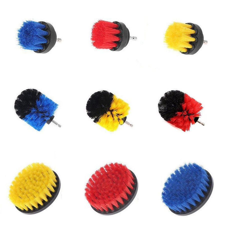 3Pcs Yellow/Red/Blue Drill Cleaning Brush Tub Cleaner Tile Grout Power Scrubber Combo Kit Image 1