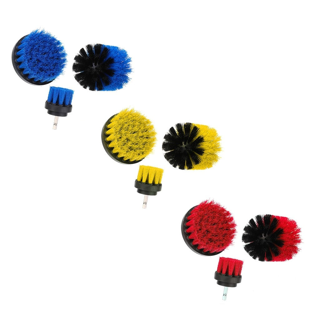 3Pcs Yellow/Red/Blue Drill Cleaning Brush Tub Cleaner Tile Grout Power Scrubber Combo Kit Image 6