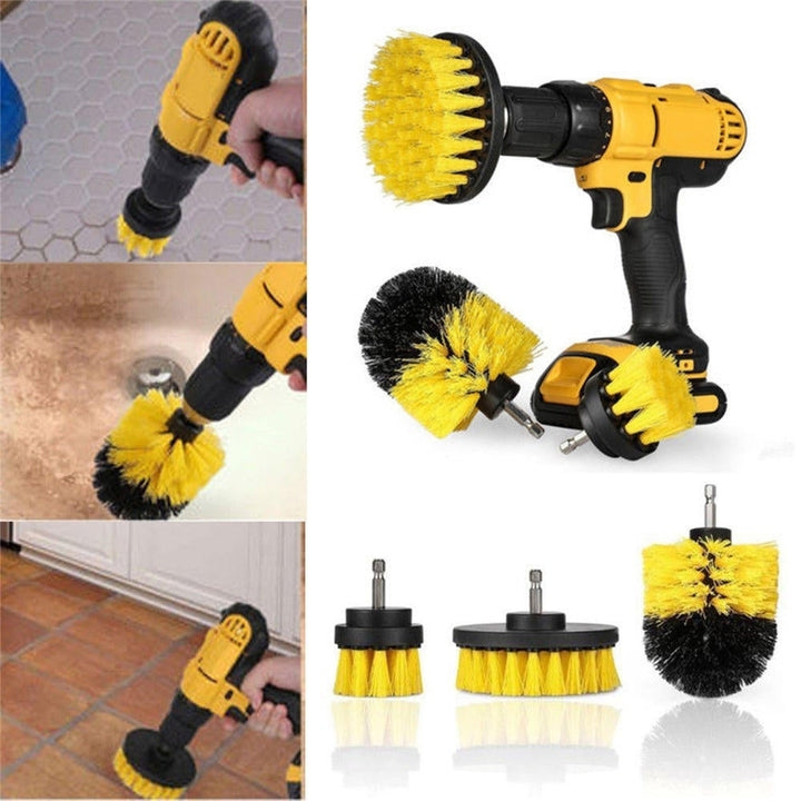 3Pcs Yellow/Red/Blue Drill Cleaning Brush Tub Cleaner Tile Grout Power Scrubber Combo Kit Image 12