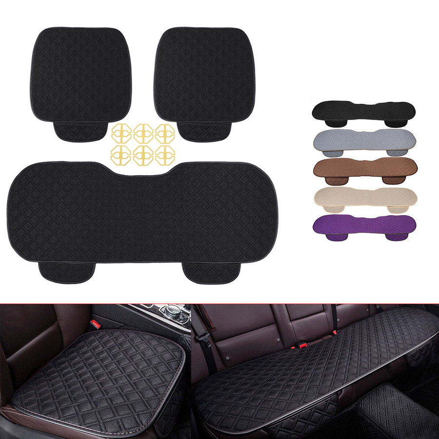 4 Colors Autumn Winter Universal Plush Anti Slip Car Front and Rear Seat Lattice Cushion Cover Chair Pad Seat Mat Image 1