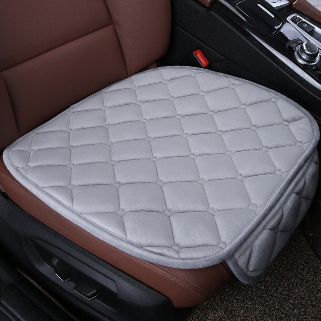 4 Colors Autumn Winter Universal Plush Anti Slip Car Front and Rear Seat Lattice Cushion Cover Chair Pad Seat Mat Image 10