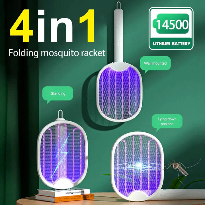 4-in-1 Foldable Electric Mosquito Swatter with UV Light, USB Rechargeable, 5W Power, Dual Safety Switch for Home and Image 2