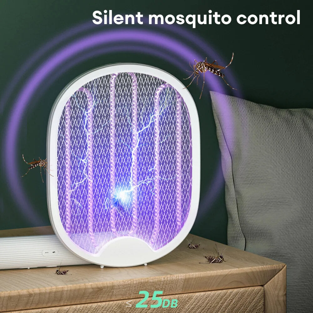 4-in-1 Foldable Electric Mosquito Swatter with UV Light, USB Rechargeable, 5W Power, Dual Safety Switch for Home and Image 4