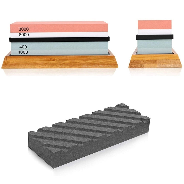 400/1000 3000/8000 Double-Sided Sharpening Stone Whetstone Cutter Holder Aid Swing with Non-Slip Base and Guide Image 5