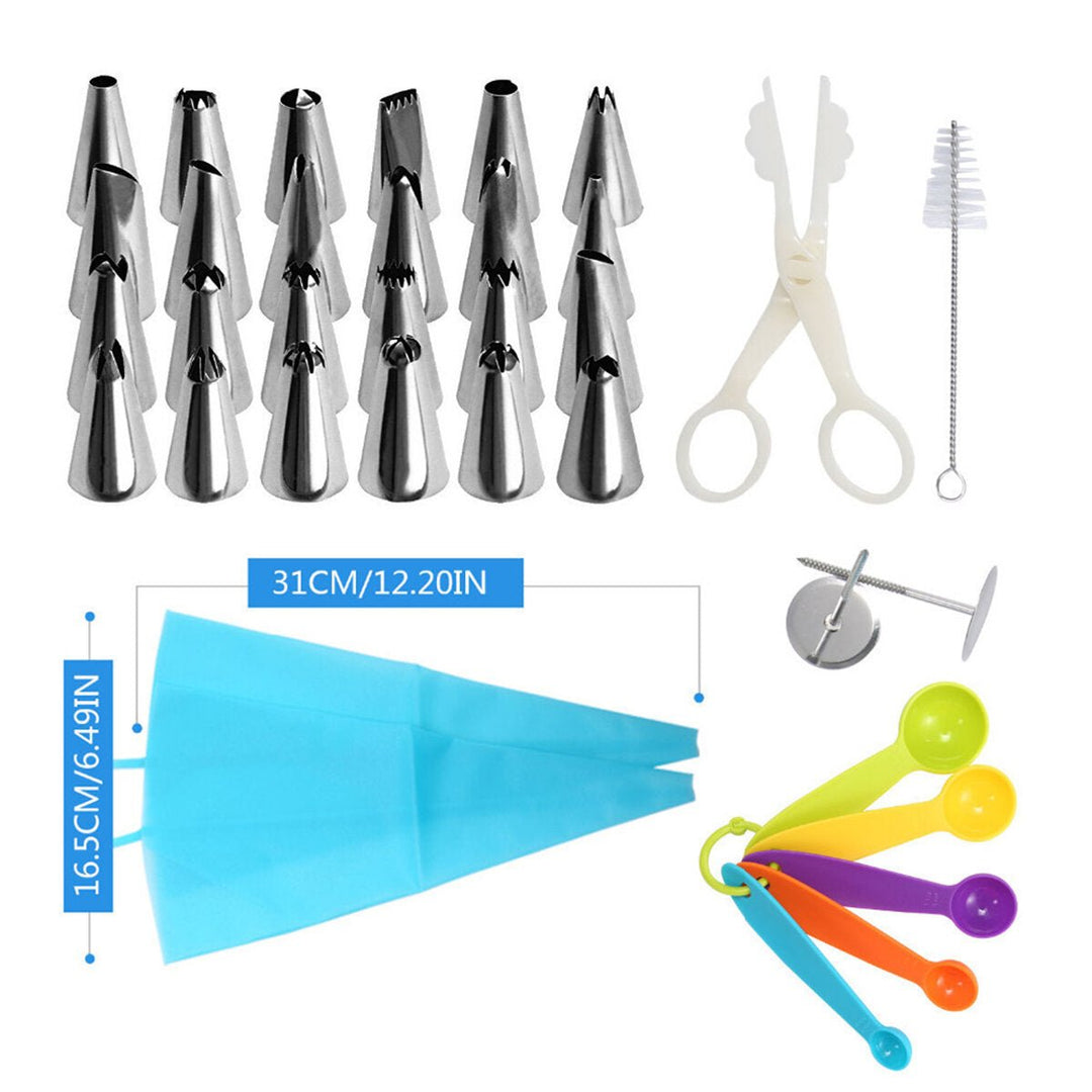 45Pcs/Set Cake Turntable Rotating Rack Knife Pastry Nozzle Decor DIY Baking Tool Image 1