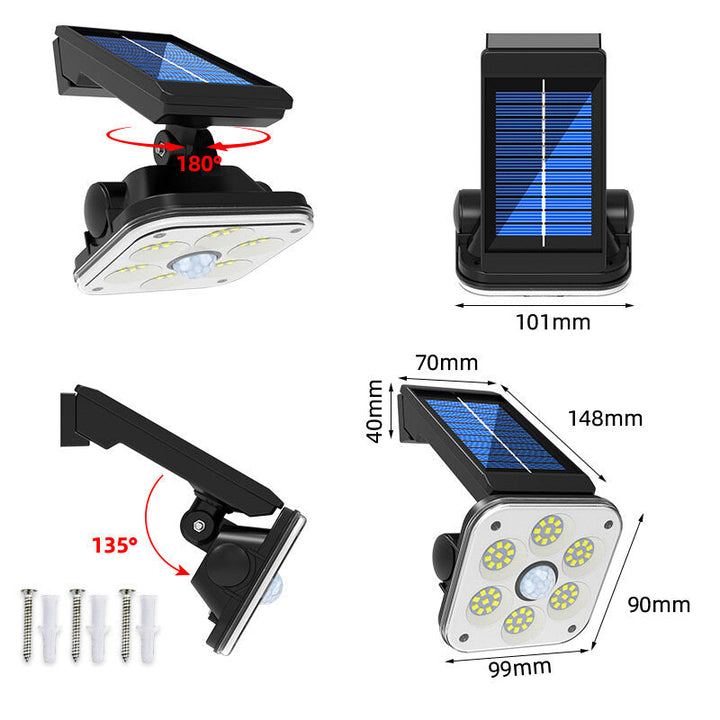 45SMD/54SMD/54COB Solar Light Light+Motion Sensor 3 Modes Security Wall Lamp IP65 Waterproof Outdoor Image 5