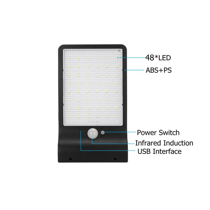 48 LED Solar Light Waterproof Human Body Induction PIR Motion Sensor Outdoor Garden Wall Fence Lamp With/Without Image 2