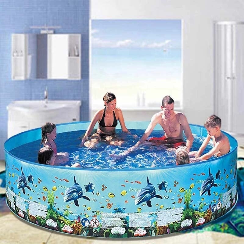 4ft-8ft Family Swimming Pool Garden Outdoor Summer Kids Paddling Pools No Inflation Pool Image 4