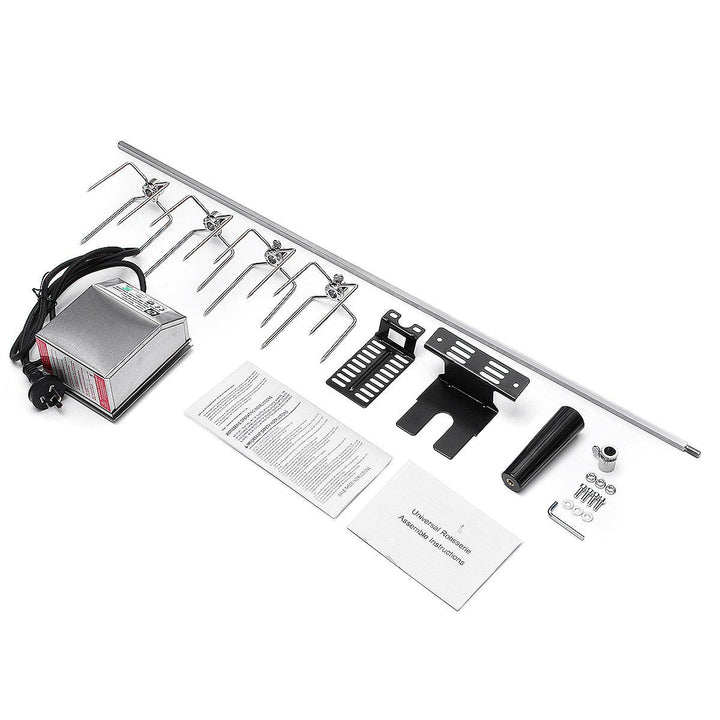 4W Stainless Steel Rotisserie BBQ Spit Rod Grill Roaster Camping BBQ Tools Set Image 1