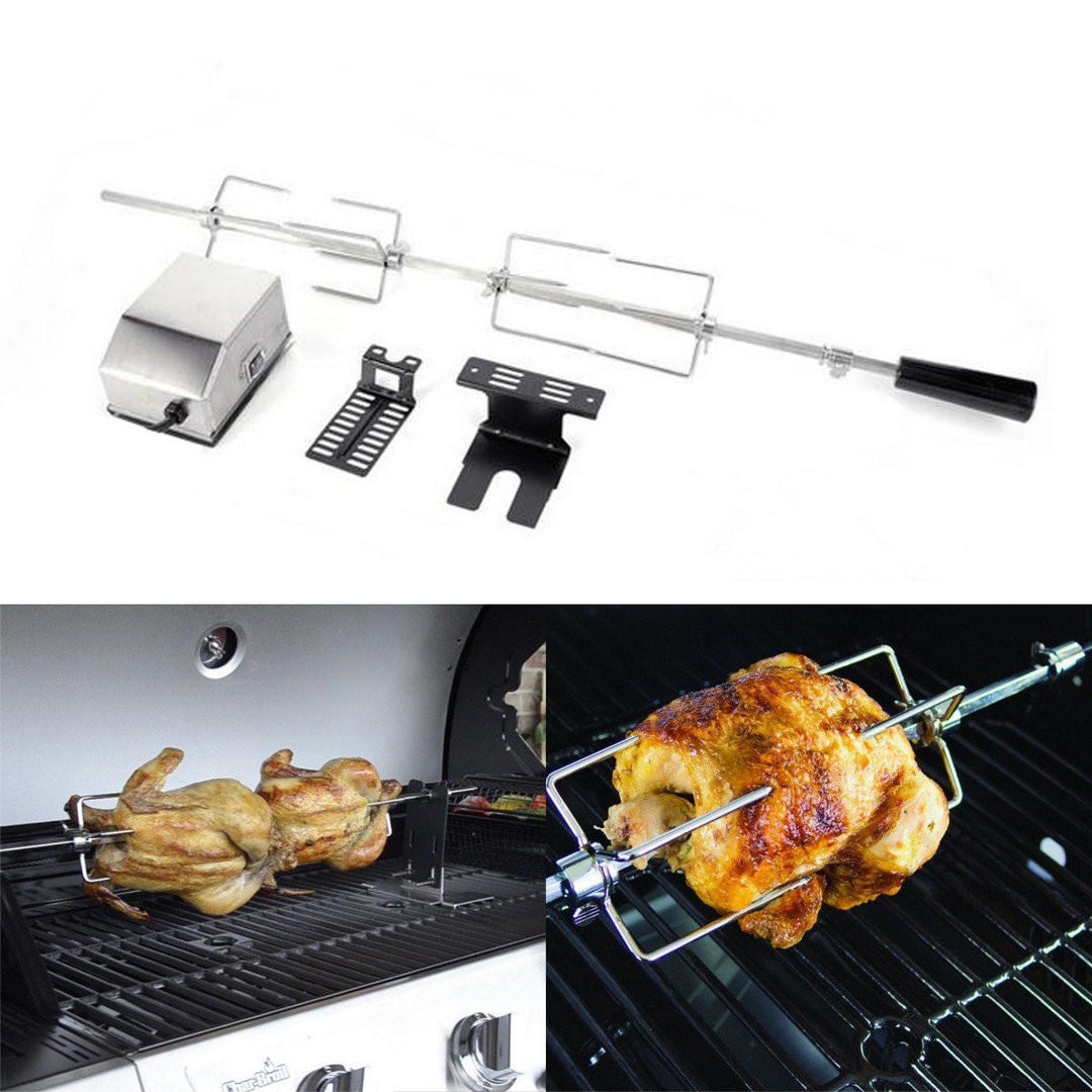 4W Stainless Steel Rotisserie BBQ Spit Rod Grill Roaster Camping BBQ Tools Set Image 4