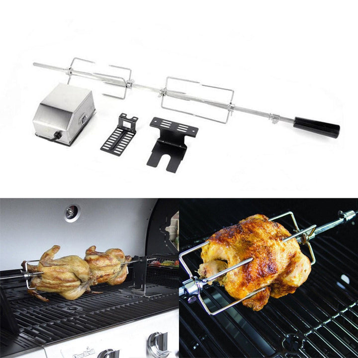 4W Stainless Steel Rotisserie BBQ Spit Rod Grill Roaster Camping BBQ Tools Set Image 4