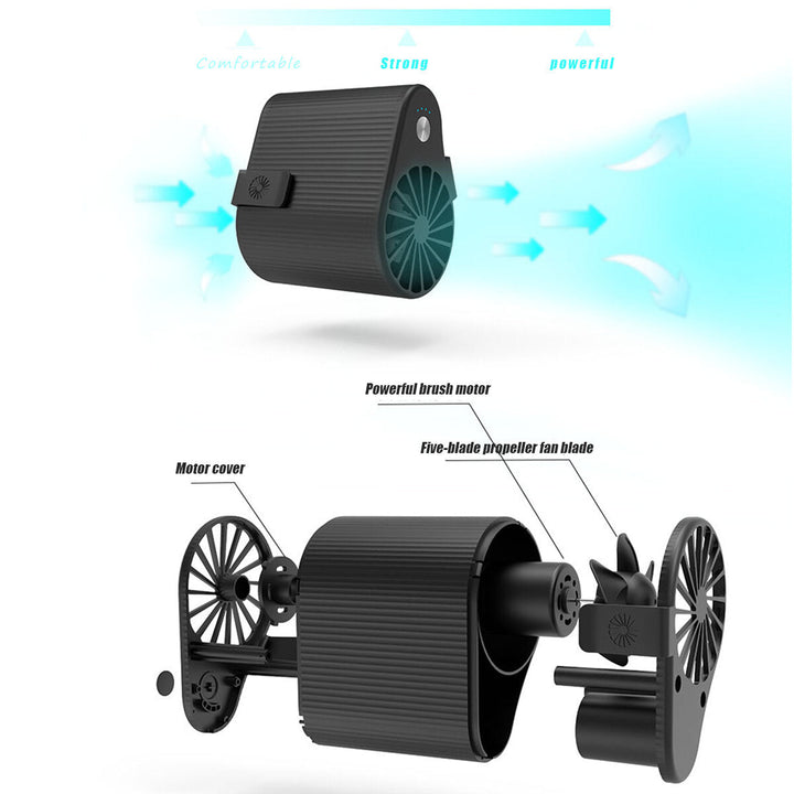 4W Waist Hanging Fan USB Rechargeable 3 Modes Mini Air Conditioner Fan Camping Travel Office Image 6