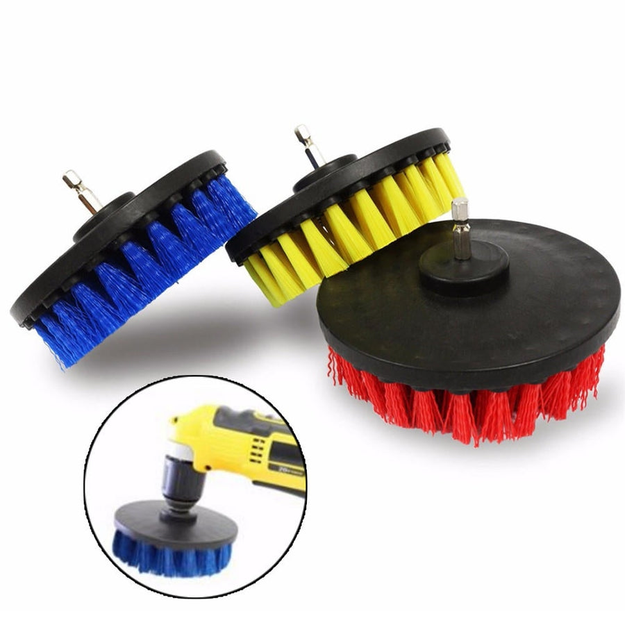 5 Inch Red/Yellow/Blue Bristle Electric Drill Brush Cleaning Brush for Dust Removal Image 1