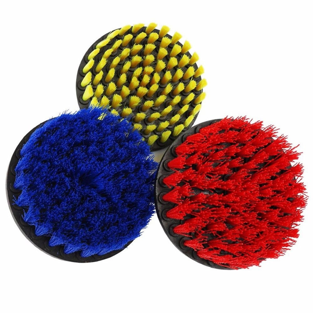 5 Inch Red/Yellow/Blue Bristle Electric Drill Brush Cleaning Brush for Dust Removal Image 3