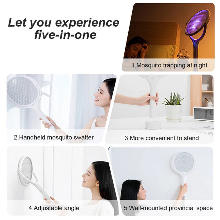 5-in-1 Multifunctional Mosquito Killer Lamp - 3500V Bug Zapper, Rechargeable Fly Swatter with USB Charging,DTTT Image 7