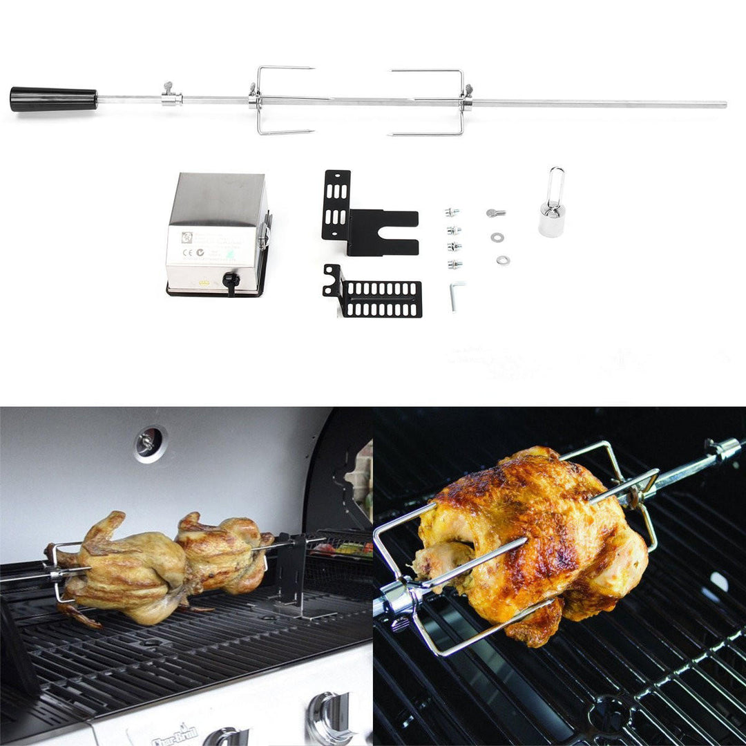 4W Stainless Steel Rotisserie BBQ Grill Roaster Spit Rod BBQ Tools Set Camping Charcoal Kits Image 2