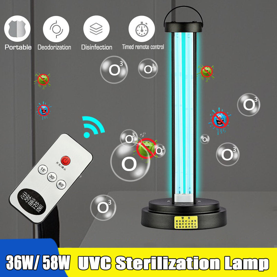 58W 220V Powerful UVC Disinfection Germicidal Light Portable UV+Ozone Sterilizing Lamp Desk Mite Removal UV Lamp Image 5