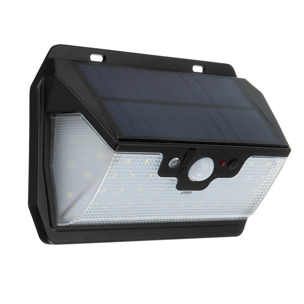 55 LED Solar Motion Sensor Light 3 Modes Outdoor Security Wall Lamp USB Charging Image 1