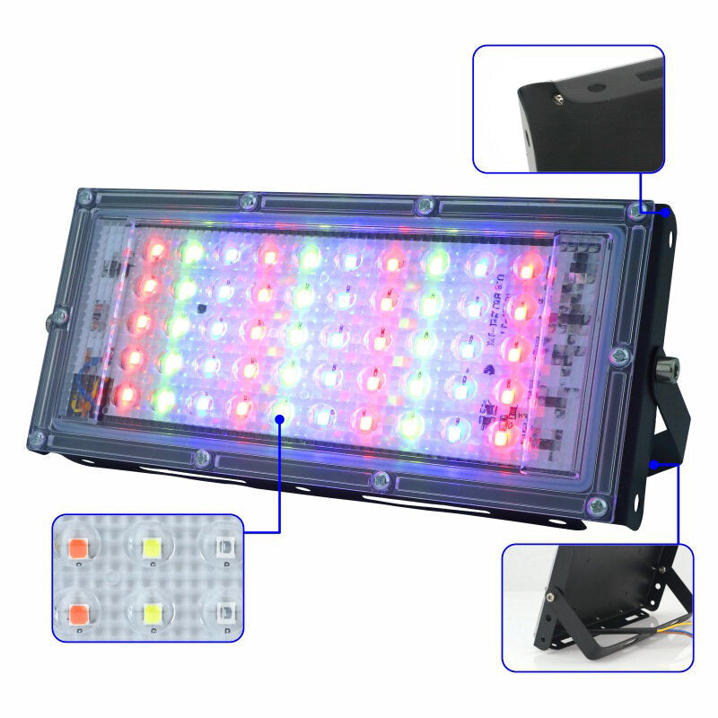 50W RGB LED Flood Light AC 220V 230V 240V Outdoor Floodlight Spotlight IP65 Waterproof LED Street Lamp Landscape Image 1