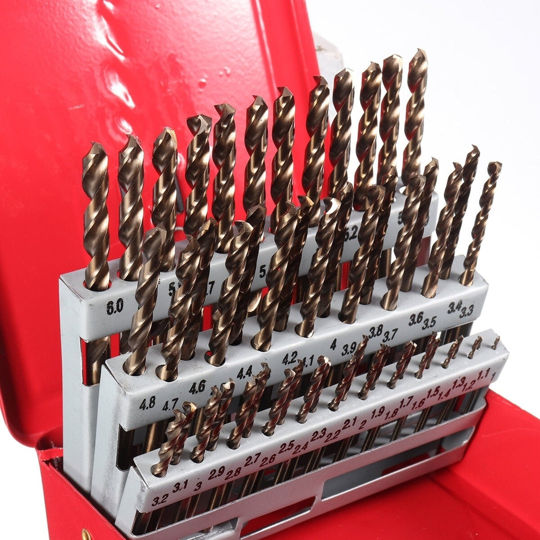 51pc 1-6mm M35 Cobalt Drill Bit Set HSS-Co Length Twist Drill Bits with Metal Case for Stainless Steel Wood Metal Image 5