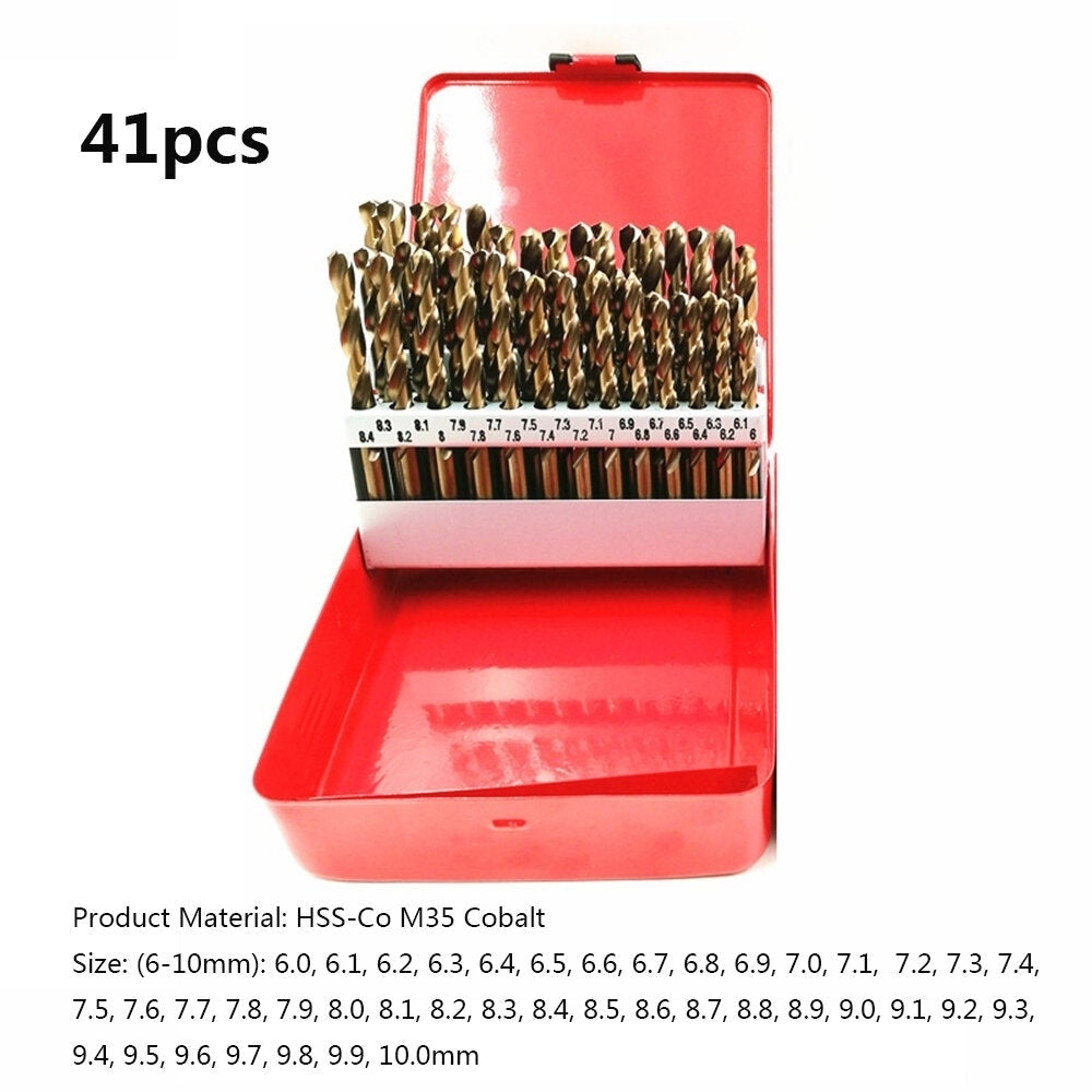 51pc 1-6mm M35 Cobalt Drill Bit Set HSS-Co Length Twist Drill Bits with Metal Case for Stainless Steel Wood Metal Image 11