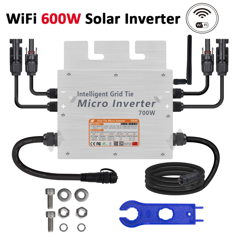 600W Smart Grid Tie Solar Inverter 18-50VDC Input Auto 120V/230V WiFi IP65 Pure Sine Wave Micro Inverter For 2300W Solar Image 2