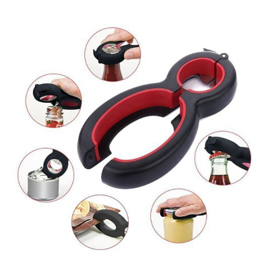 6 in 1 Multi Function Can Bottle Opener Jar Gripper Kitchen Tools Image 1