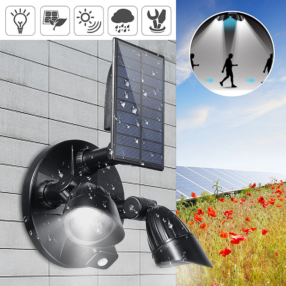 6 LED Solar PIR Motion Sensor Flood Spot Light Wall Garden Rotating Image 10