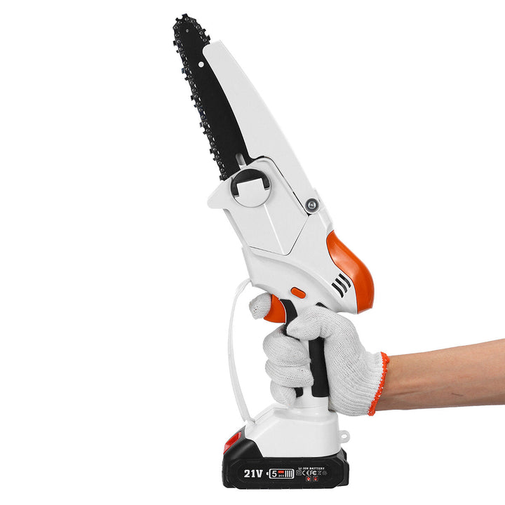 6 Inch Portable Electric Chain Saw Mini Cordless Rechargeable Woodworking Wood Cutting Tool Image 5