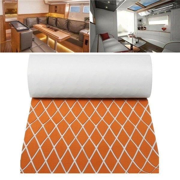 60x190cm Orange and White EVA Foam Marine Teak Sheet Flooring Synthetic Boat Decking Yacht Pad Image 5