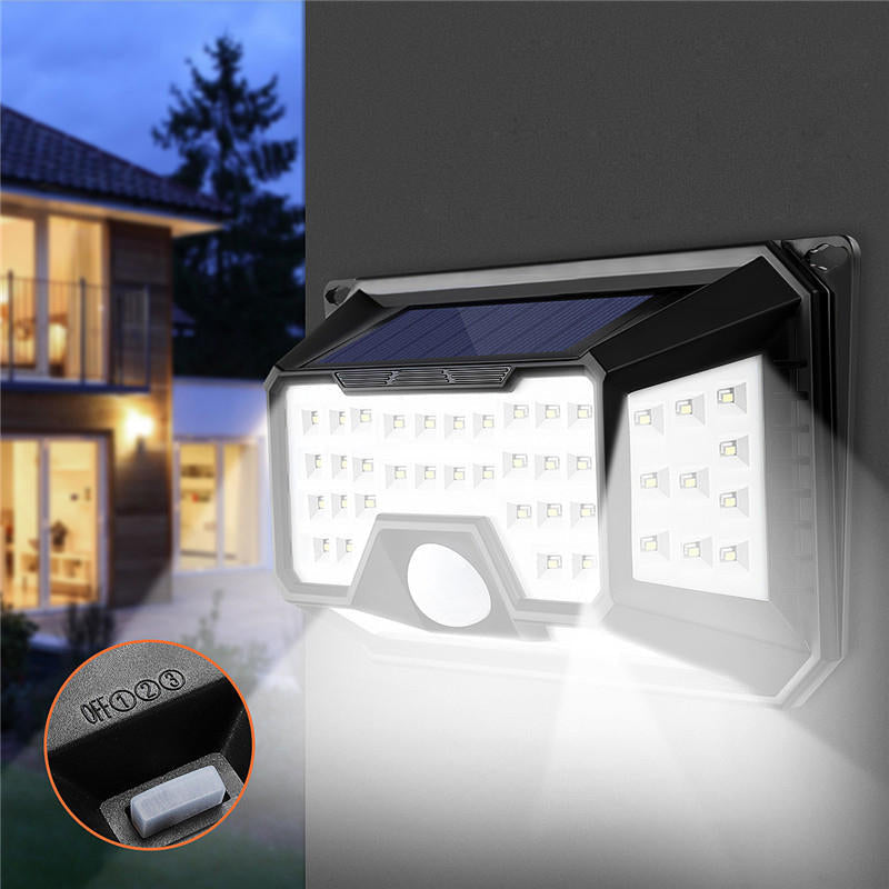 66 LED 4 Side Solar PIR Motion Sensor Wall Lamp 3 Mode Lamp Outdoor Light Image 12