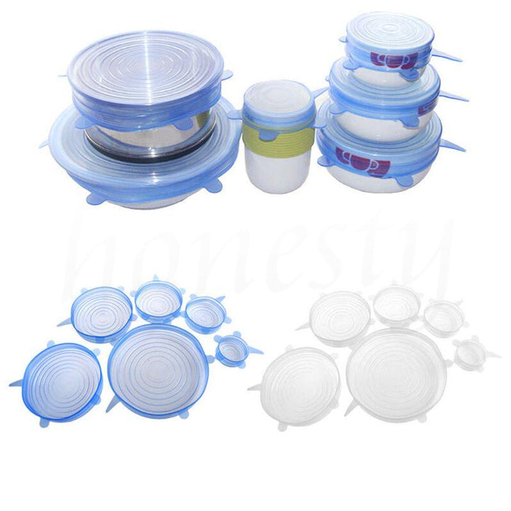 6Pcs / Set Silicone Wrap Stretch Universal Lid Camping Kitchen Vacuum Seal Suction Food Wrap Covers Image 5