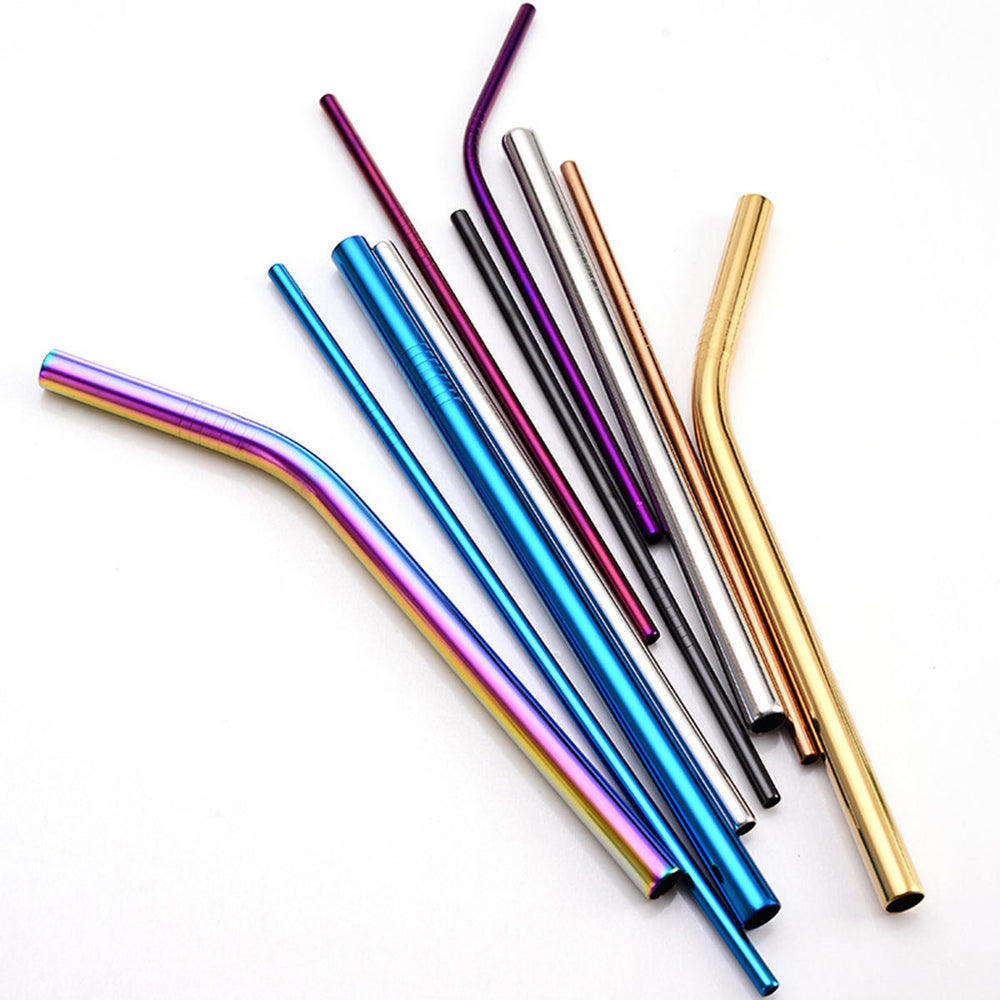 7 Color 2156mm Metal Straws Stainless Steel Straws Drinking Straw Reusable Image 2